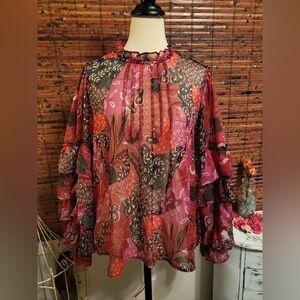 Floral Sheer Chiffon Blouse
No Tags.